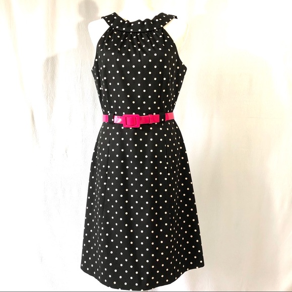 Eliza J Dresses & Skirts - Eliza J Black & White Polka Dot Belted Dress